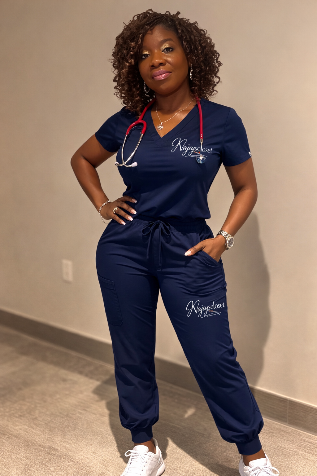Navy Blue Scrub Set
