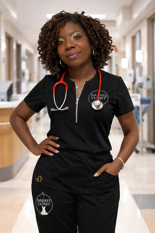 Black zipper top / straight leg / srub set