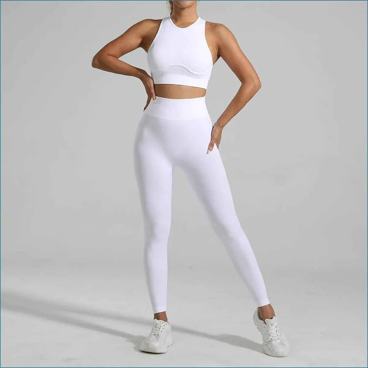 Seamless Ribbed High Waisted Yoga Set