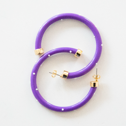Hoops - Purple with Pearls